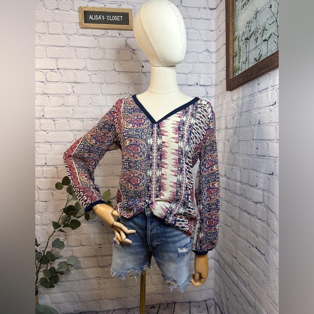 Lucky Multi-colored semi sheer Boho Blouse